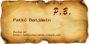 Patkó Benjámin névjegykártya